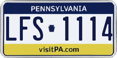 PA license plate LFS1114