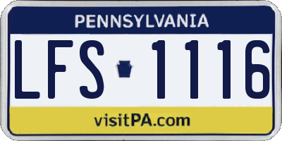 PA license plate LFS1116