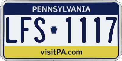 PA license plate LFS1117