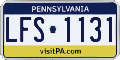 PA license plate LFS1131