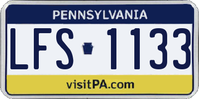 PA license plate LFS1133