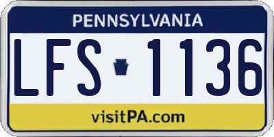 PA license plate LFS1136