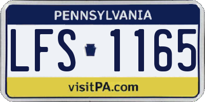 PA license plate LFS1165