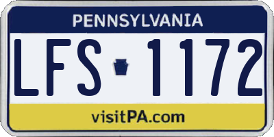 PA license plate LFS1172