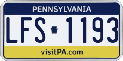 PA license plate LFS1193