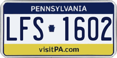 PA license plate LFS1602