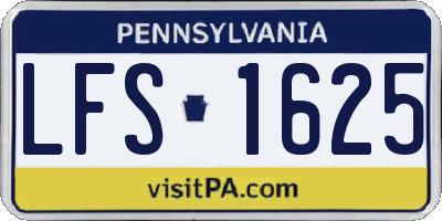 PA license plate LFS1625