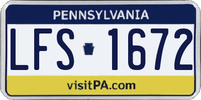 PA license plate LFS1672