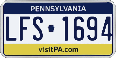 PA license plate LFS1694