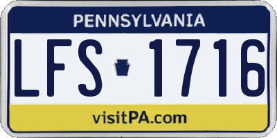 PA license plate LFS1716