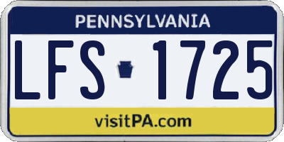 PA license plate LFS1725