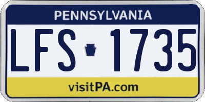 PA license plate LFS1735