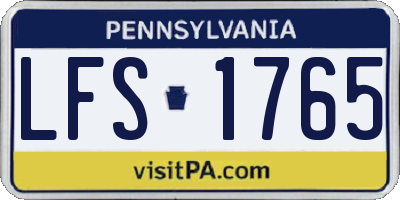 PA license plate LFS1765