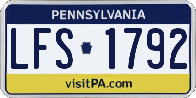 PA license plate LFS1792