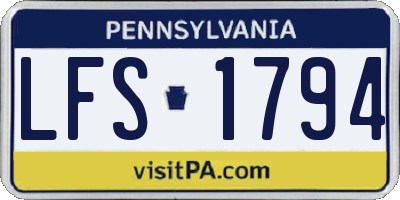 PA license plate LFS1794