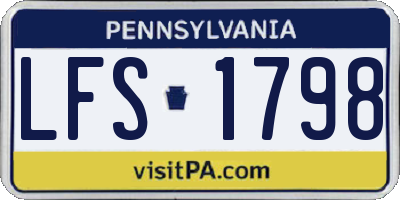 PA license plate LFS1798