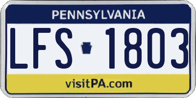 PA license plate LFS1803