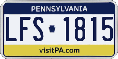 PA license plate LFS1815