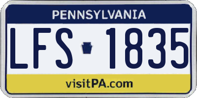 PA license plate LFS1835