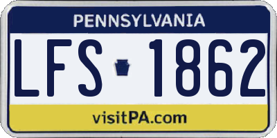 PA license plate LFS1862