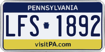 PA license plate LFS1892