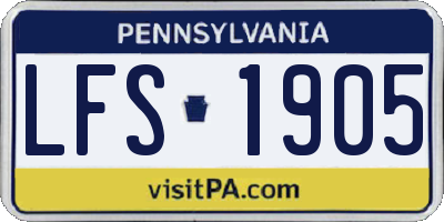 PA license plate LFS1905
