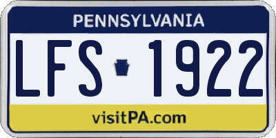 PA license plate LFS1922