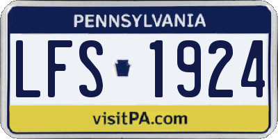 PA license plate LFS1924