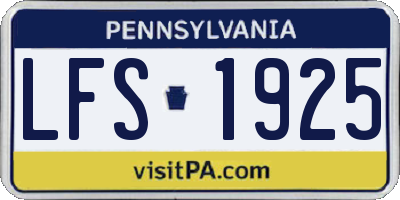 PA license plate LFS1925