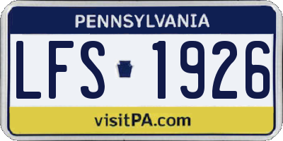 PA license plate LFS1926