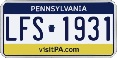 PA license plate LFS1931