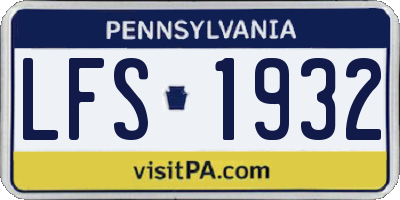 PA license plate LFS1932