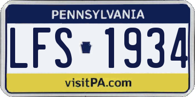PA license plate LFS1934