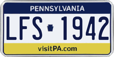 PA license plate LFS1942