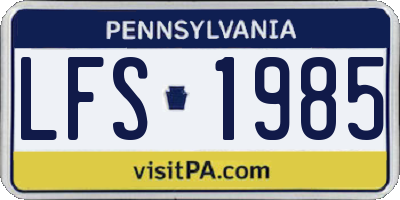 PA license plate LFS1985