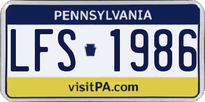 PA license plate LFS1986