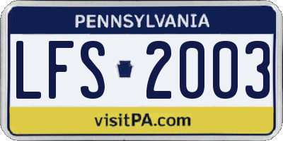 PA license plate LFS2003