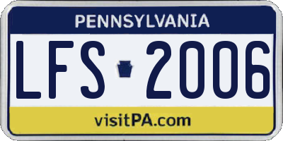 PA license plate LFS2006