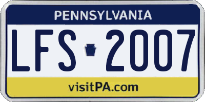 PA license plate LFS2007