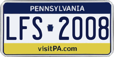 PA license plate LFS2008