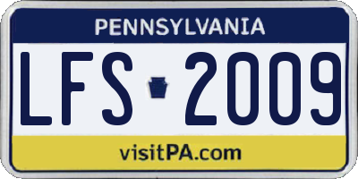 PA license plate LFS2009