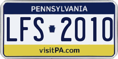 PA license plate LFS2010