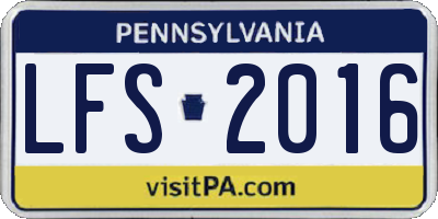PA license plate LFS2016