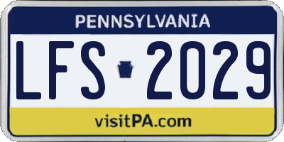 PA license plate LFS2029
