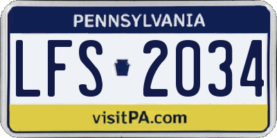 PA license plate LFS2034