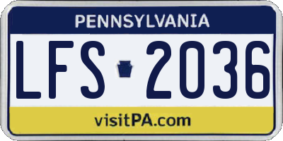 PA license plate LFS2036