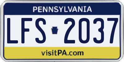 PA license plate LFS2037