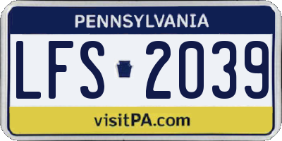 PA license plate LFS2039