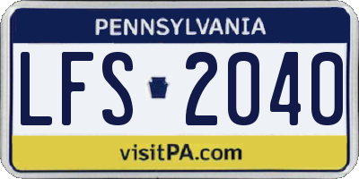 PA license plate LFS2040