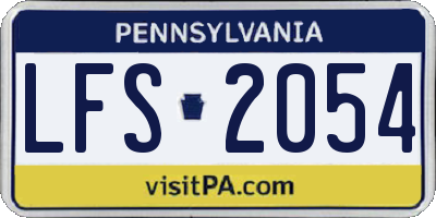 PA license plate LFS2054